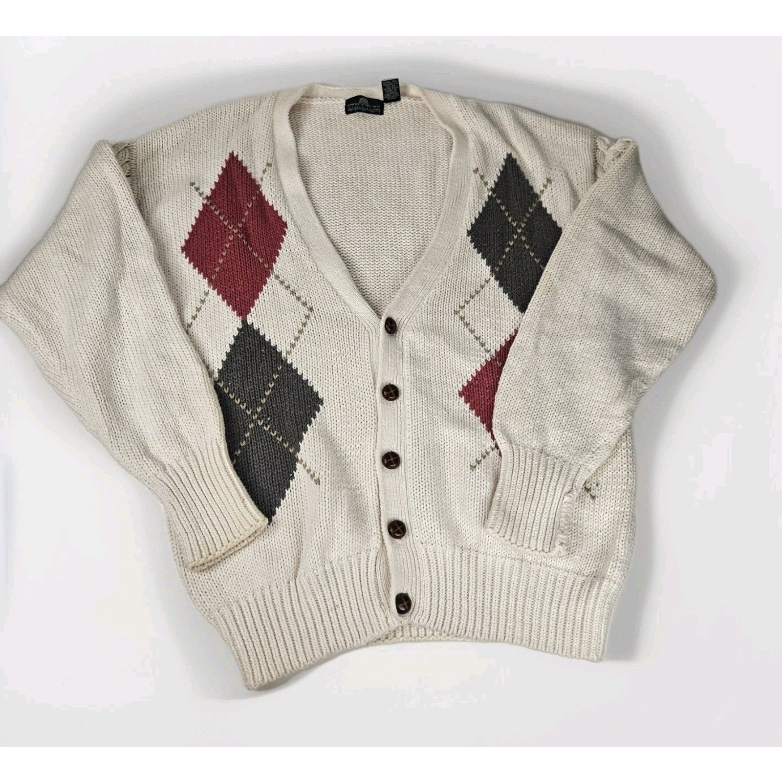 Structure Vntage Ivory Chunky Knit Sweater Cardigan Large Oversized Cottage