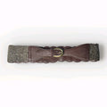 Jasper & Jeera Medium Anthropologie Corset Brown Leather Beaded Boho Belt Size S