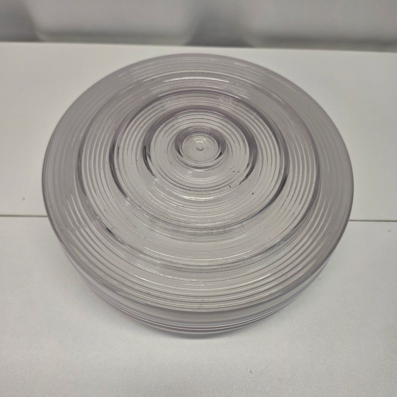 Vintage Light Fixture Cover 9-3/4" Diameter Frosted Sides Clear Stepped Bottom