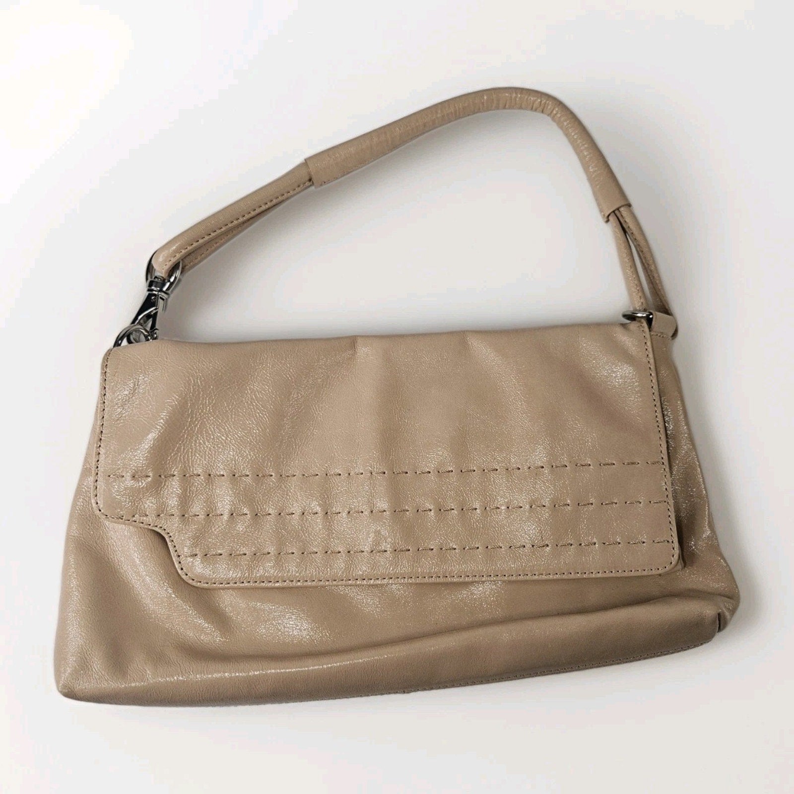 Patent Leather Handbag DONALD J PLINER Nude Mini Shoulder Bag Flap Over Purse