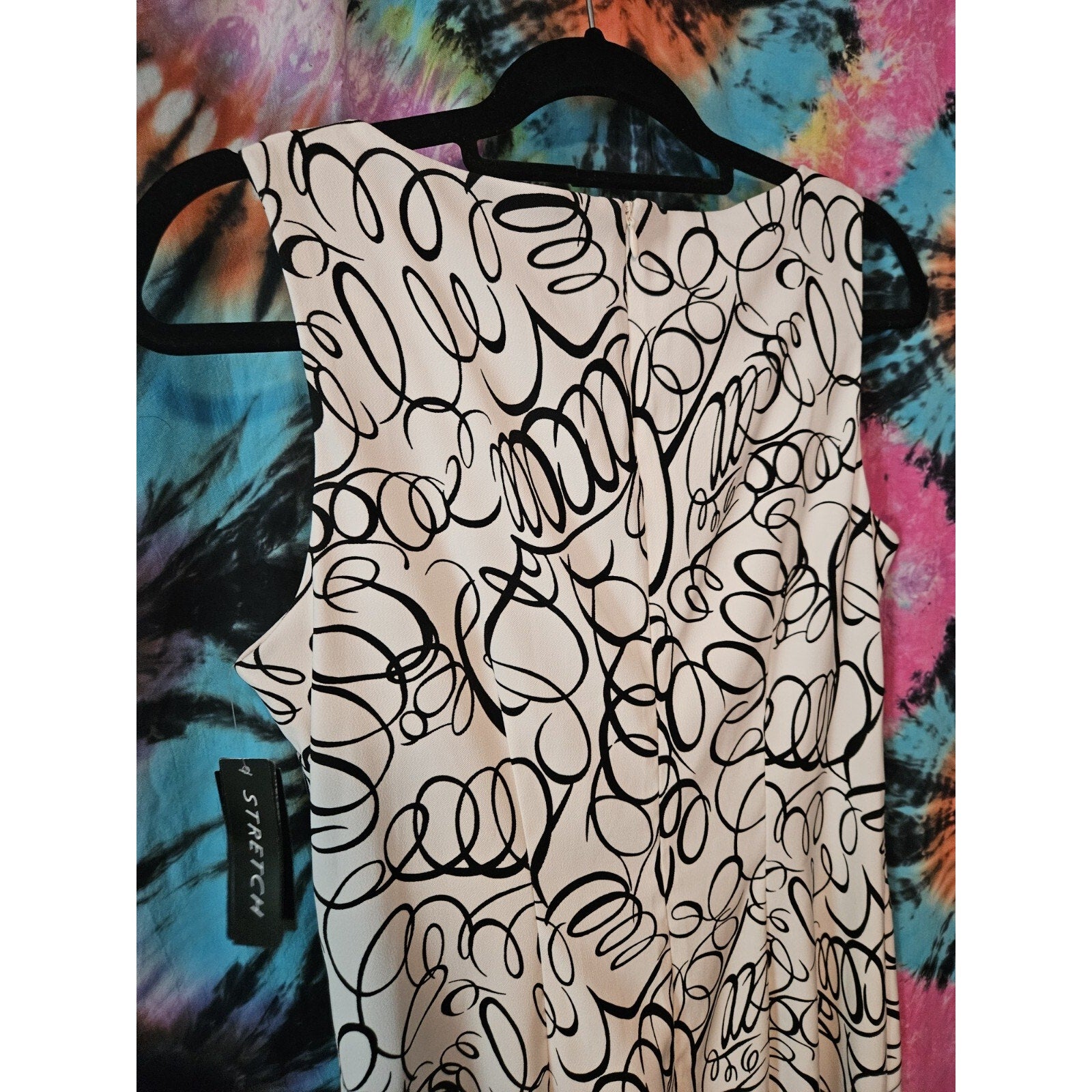 NWT Womens White Black Abstract Sleeveless Sheath Dress Size 10 Career Business