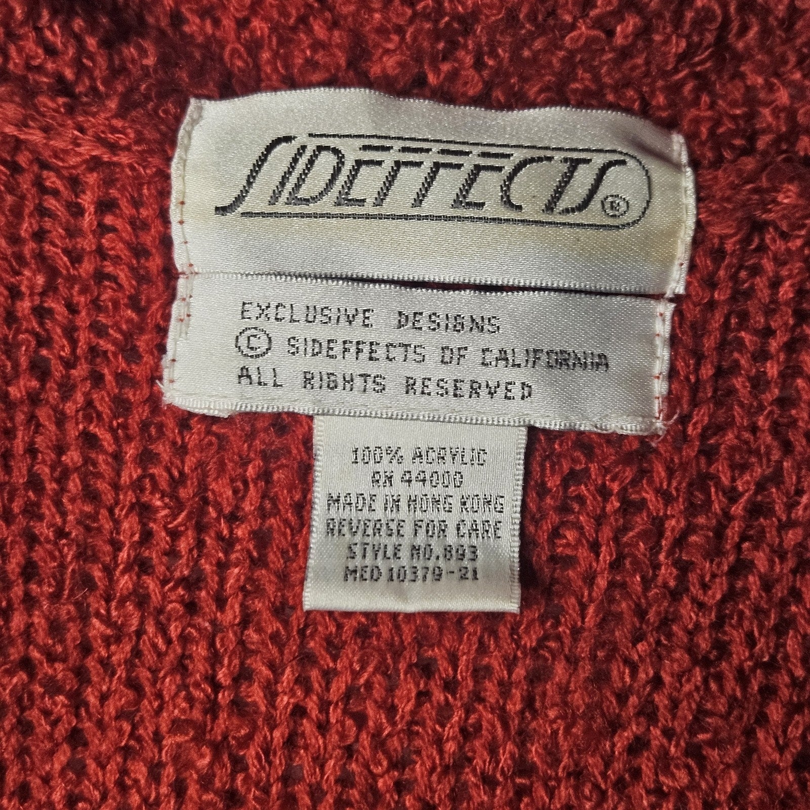 Vintage SIDE EFFECTS Ivory Mid Length Nubby Knit Cardigan Sweater Med 80s Preppy