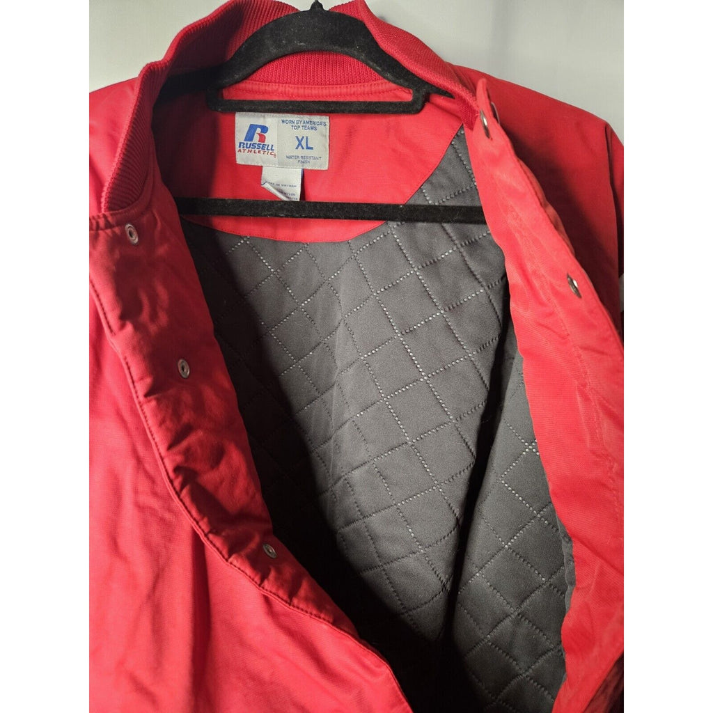 Russell Athletic Jacket XL Mens Red Button Up White Sleeve Stripe Vintage Sport