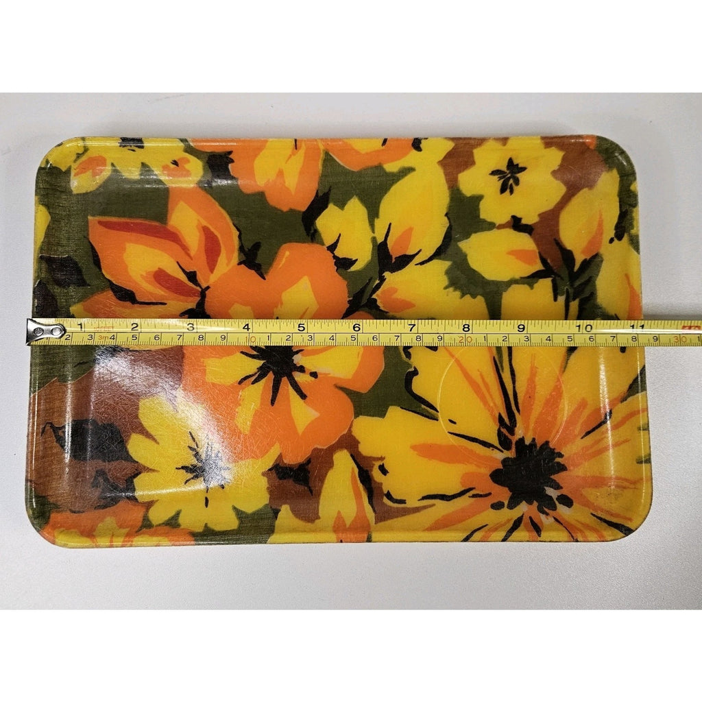 Flower Power 1960’s Fiberglass Serving Trays Quaker Fashion Fair Trinket Tray