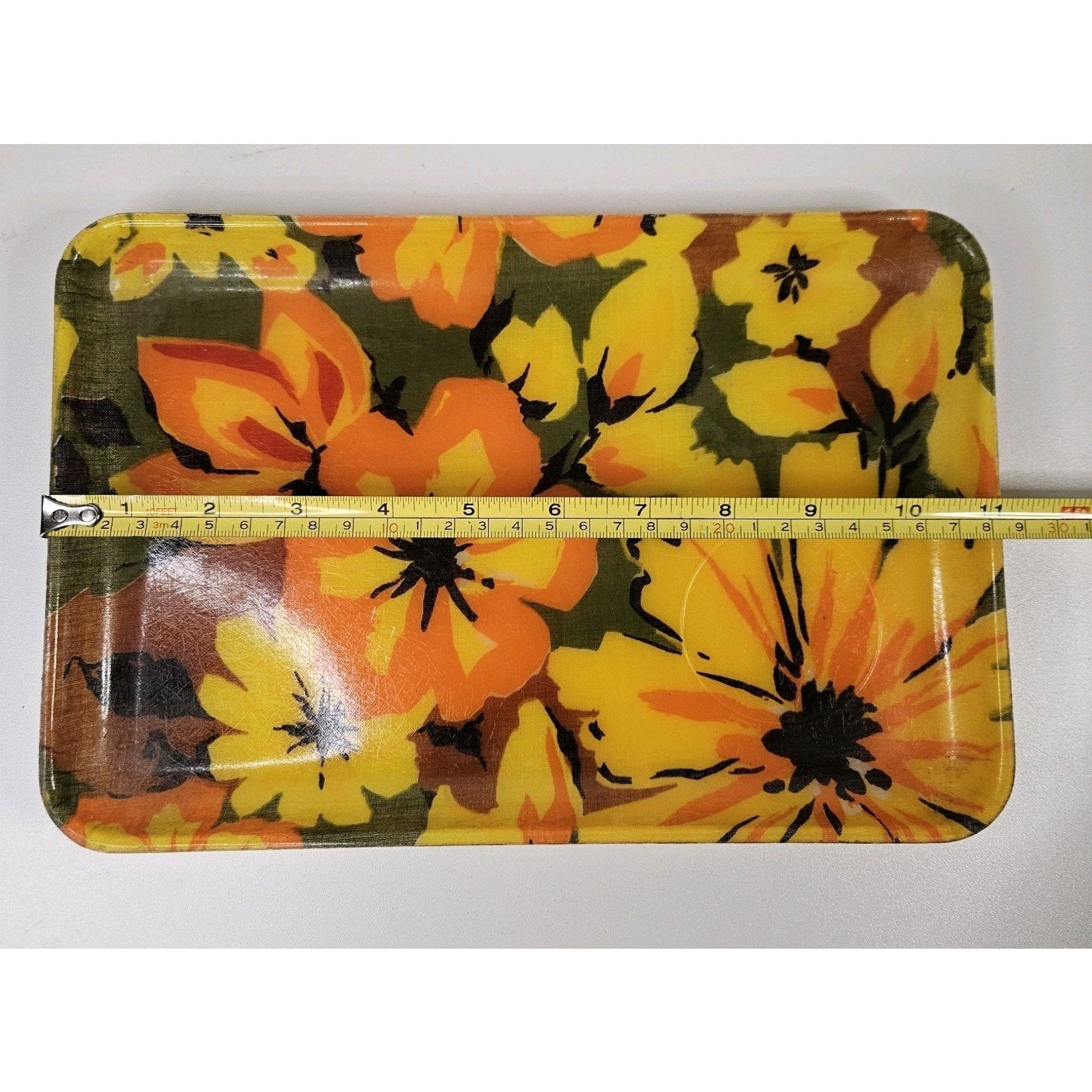 Flower Power 1960’s Fiberglass Serving Trays Quaker Fashion Fair Trinket Tray