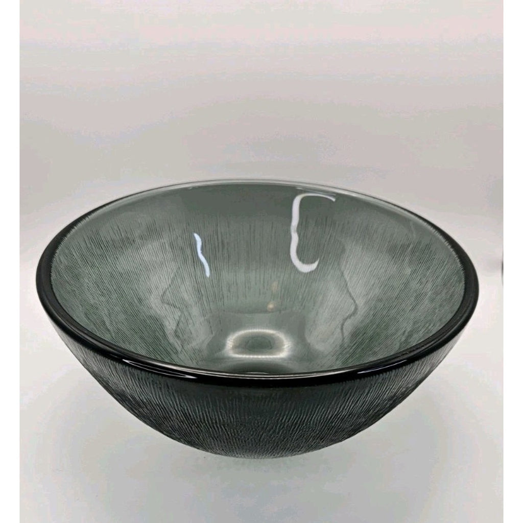 Retro Glass 9" Serving Bowl, Vintage MCM Gray Smoke Glass, Fersken W Johansson, Norwegian Tableware