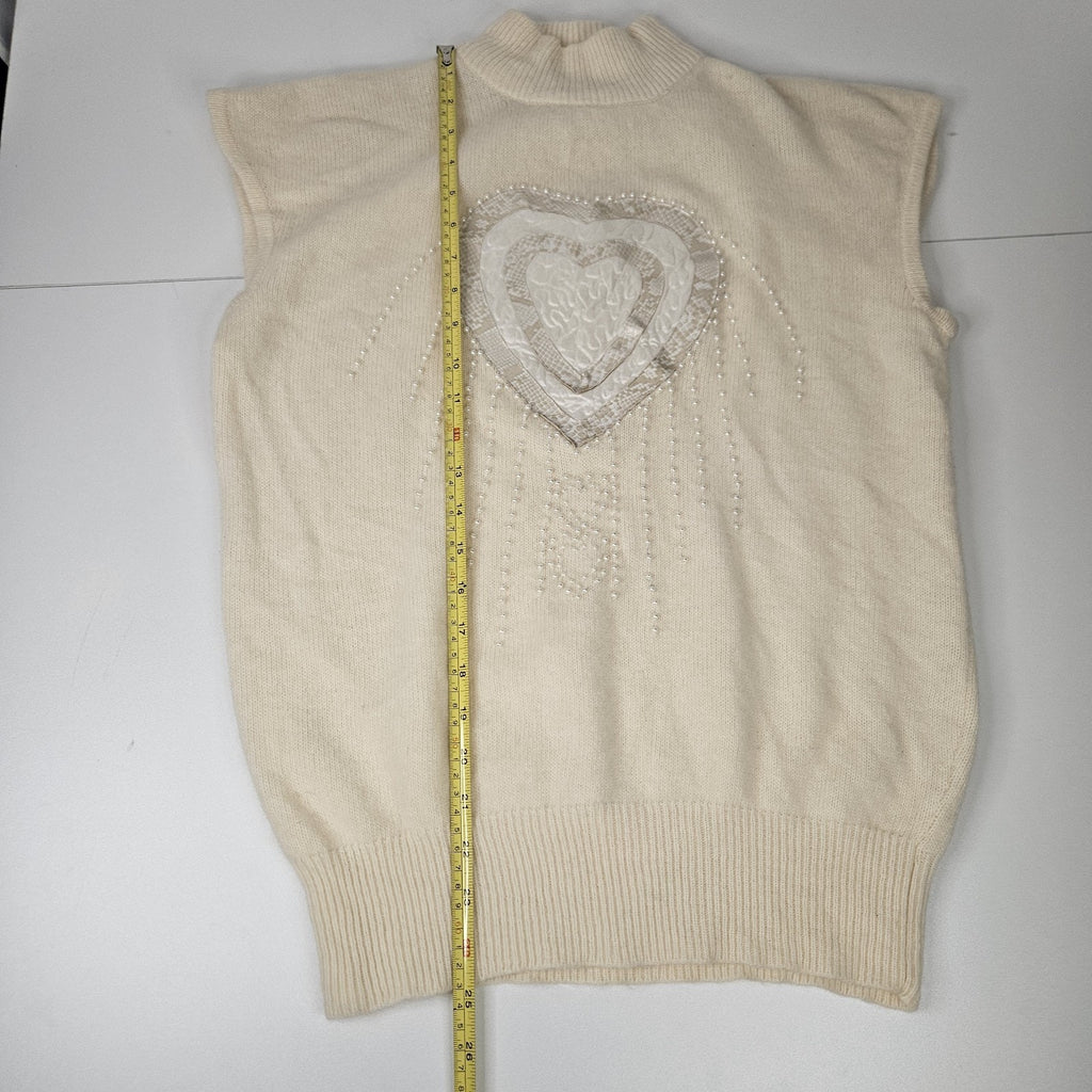 Dells Knit Embroidered Beaded Agona Wool Blend Vintage Sweater Vest Medium