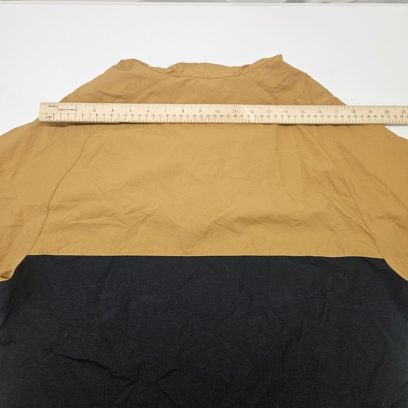 Timberland Unisex Med Anorak Windbreaker Black Tan Hooded Lightweight Streetwear