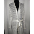 Vintage Apostrophe Robe Kimono Nightgown White Cream Crochet Lace Floral Large