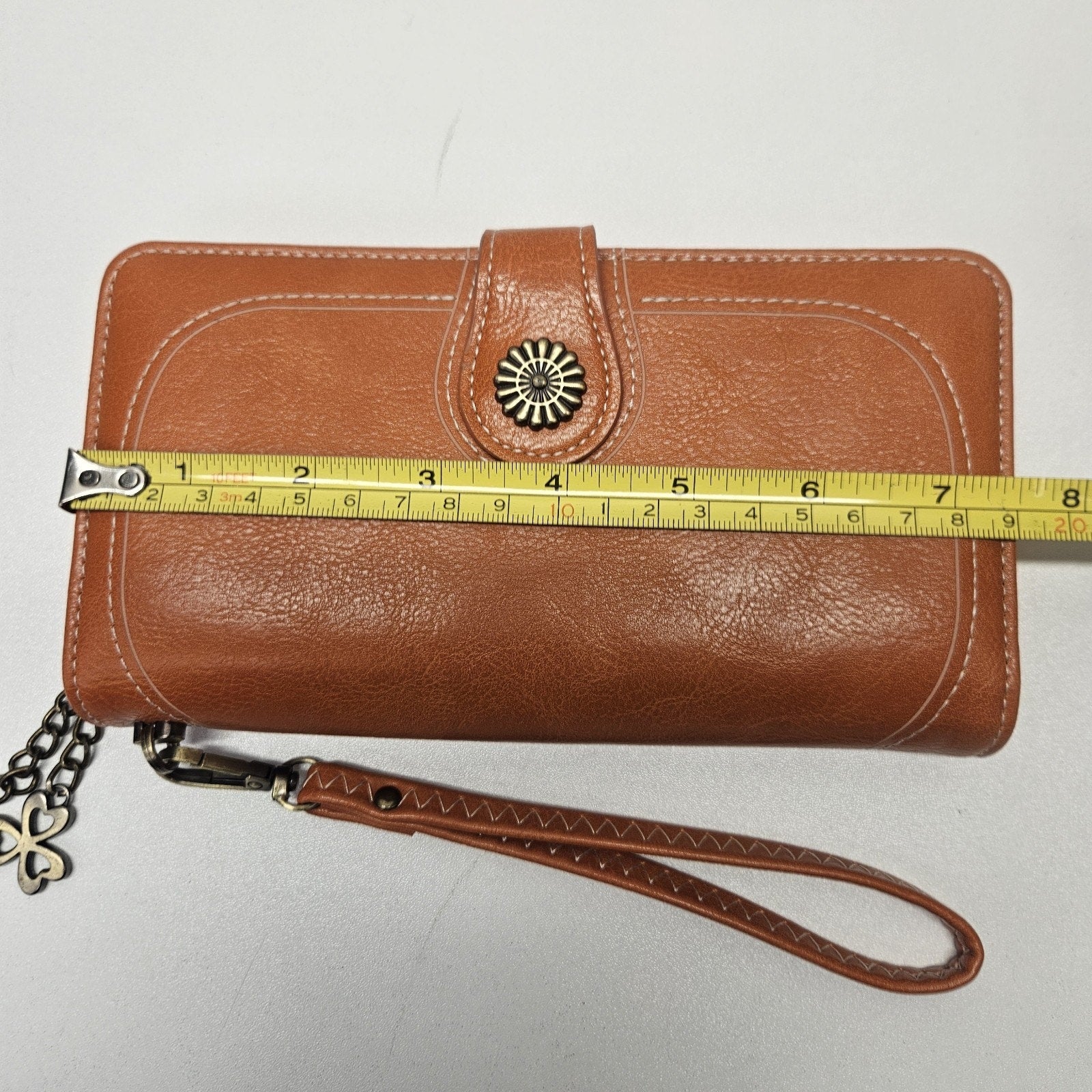 LAVEMI Leather Wallet Wristlet Clutch Brown Boho Western-inspired Charms