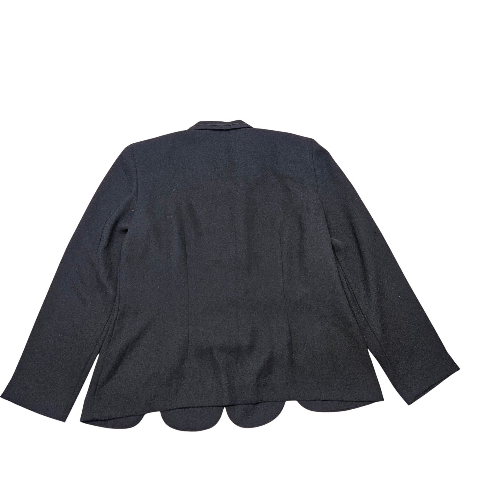 Vintage 90s Leslie Fay Women's Black Double Breasted Blazer Blouse 14 Petite