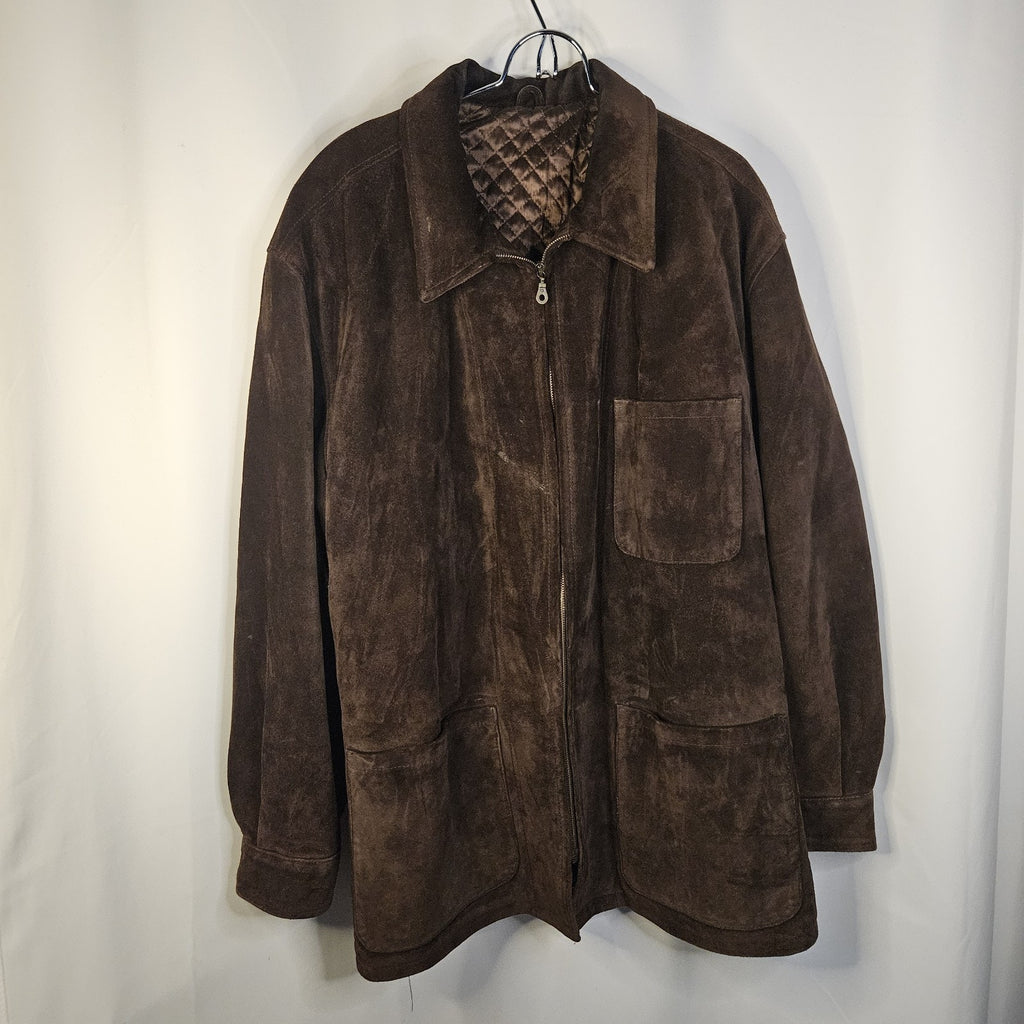 VTG Mens Metropolitan View Heavyweight Suede Jacket Car Coat 54 2XL Italy Made
