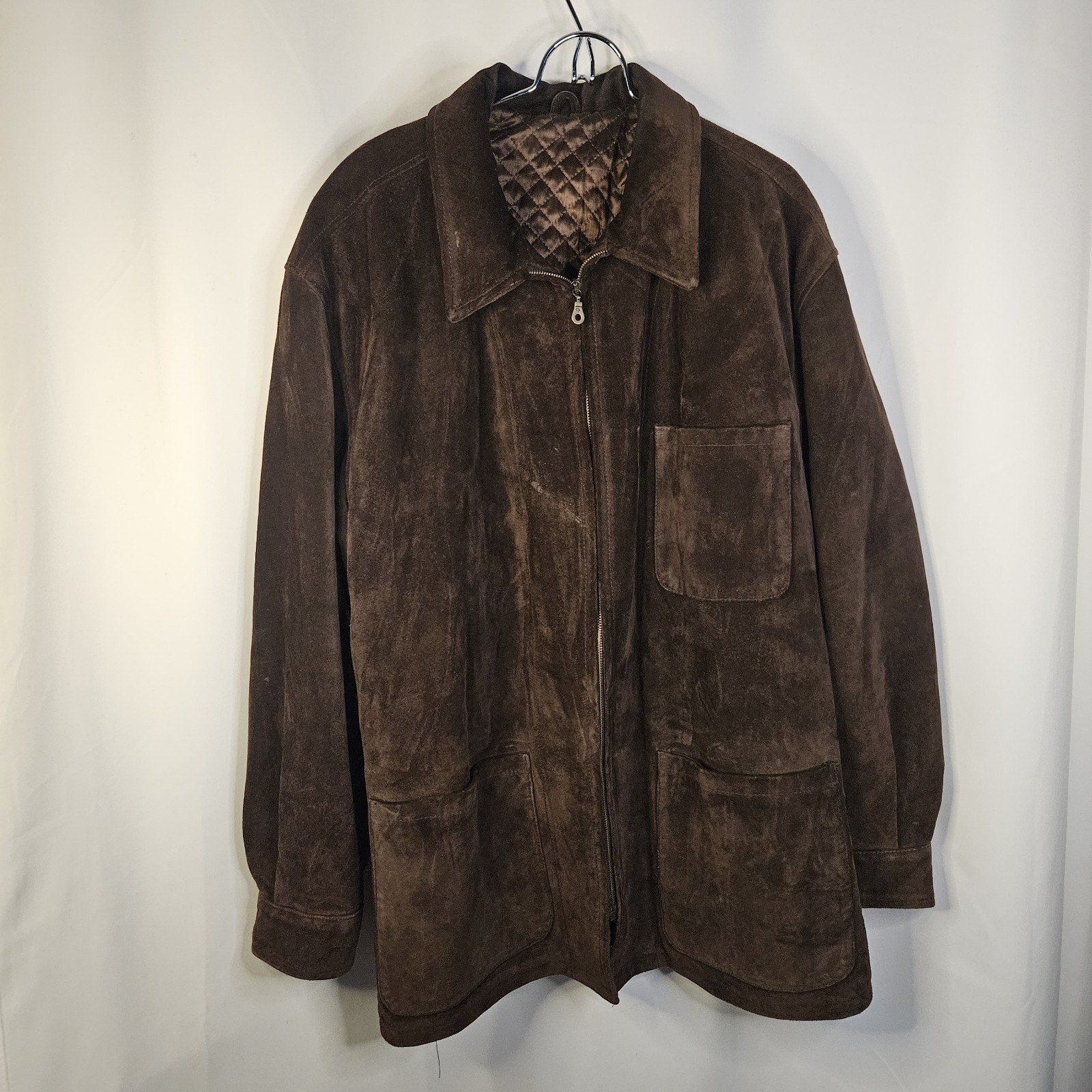 VTG Mens Metropolitan View Heavyweight Suede Jacket Car Coat 54 2XL Italy Made