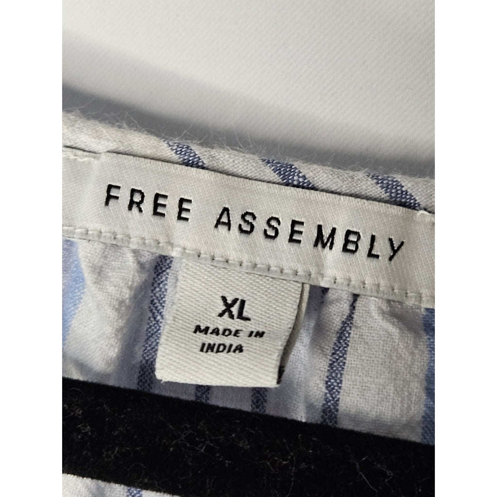 Free Assembly Womens Shirt Dress Puff Sleeve Blue/White Stripes Size Large XL