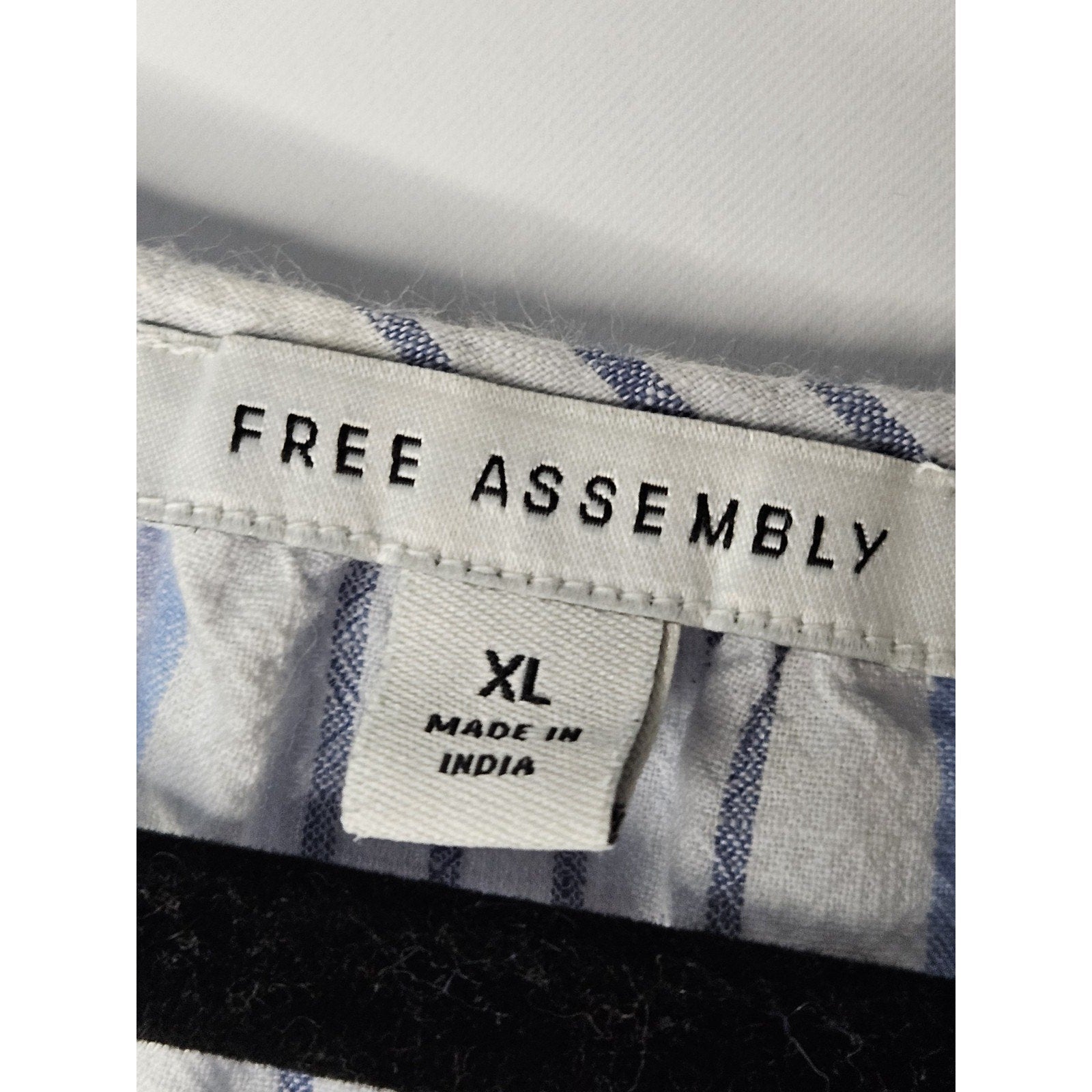 Free Assembly Womens Shirt Dress Puff Sleeve Blue/White Stripes Size Large XL