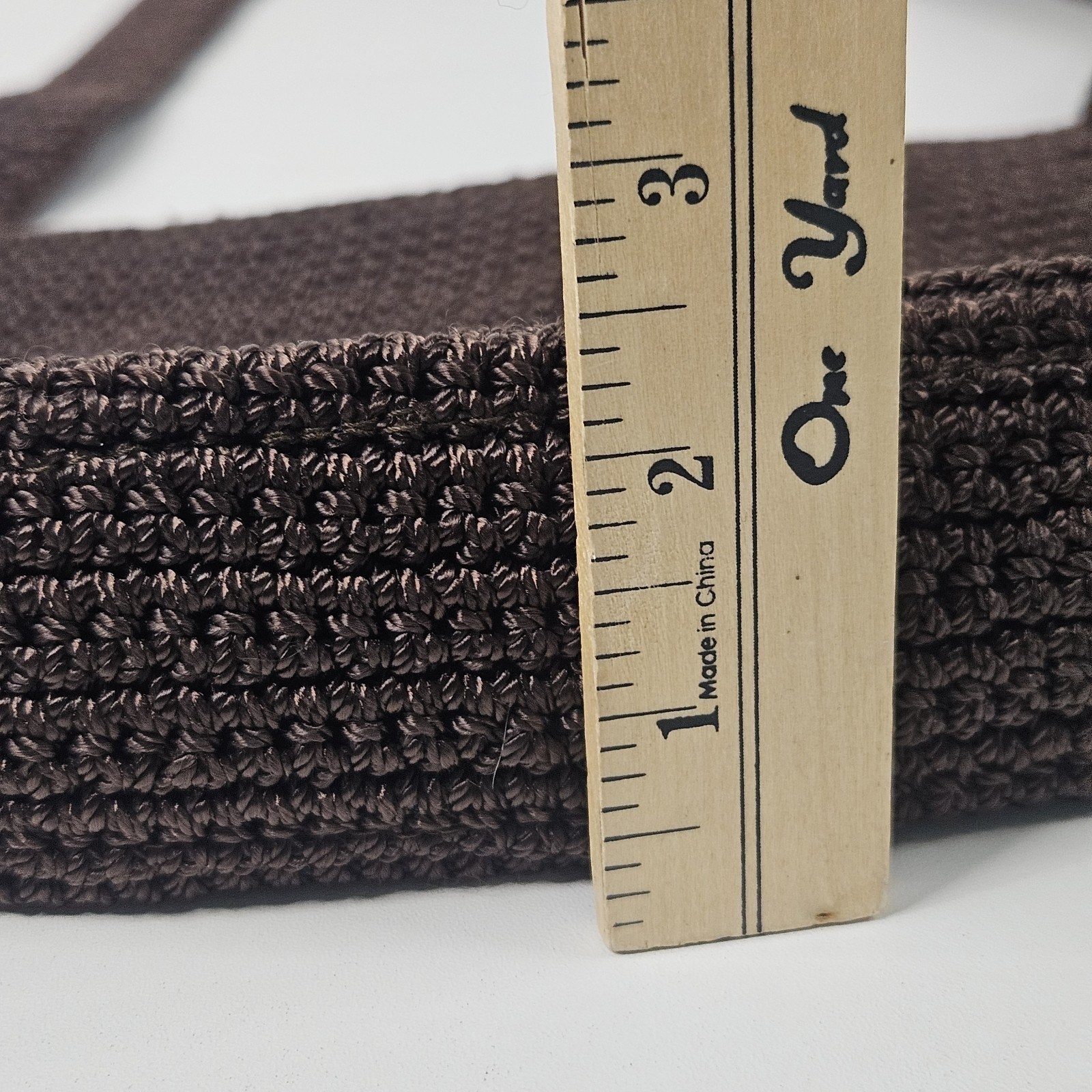 The Sak Chocolate Brown Crochet Shoulder Bag Zip Top Zip Pockets Boho Y2K Small