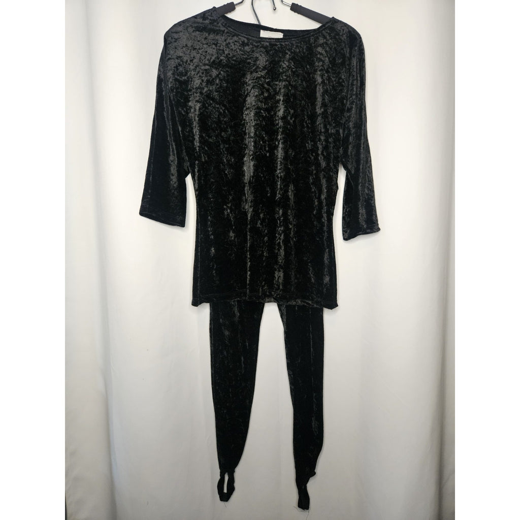 Vintage 90s My Michelle Black Velvet 3/4 Sleeve Shirt Stirrup Leggings Set