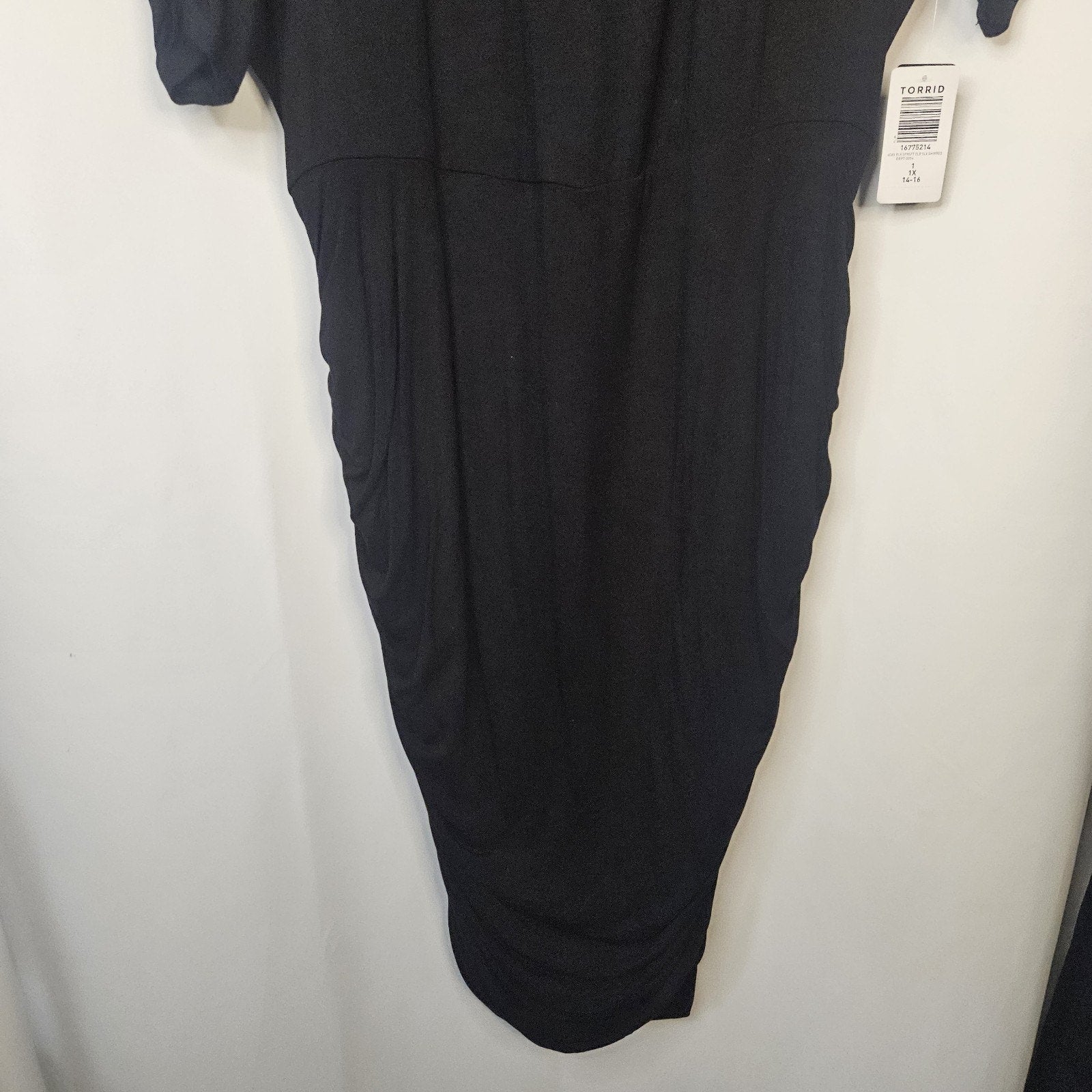 Torrid NEW Ruched Super Soft Elbow Sleeve Bodycon Dress Black Comfy Sz 1X