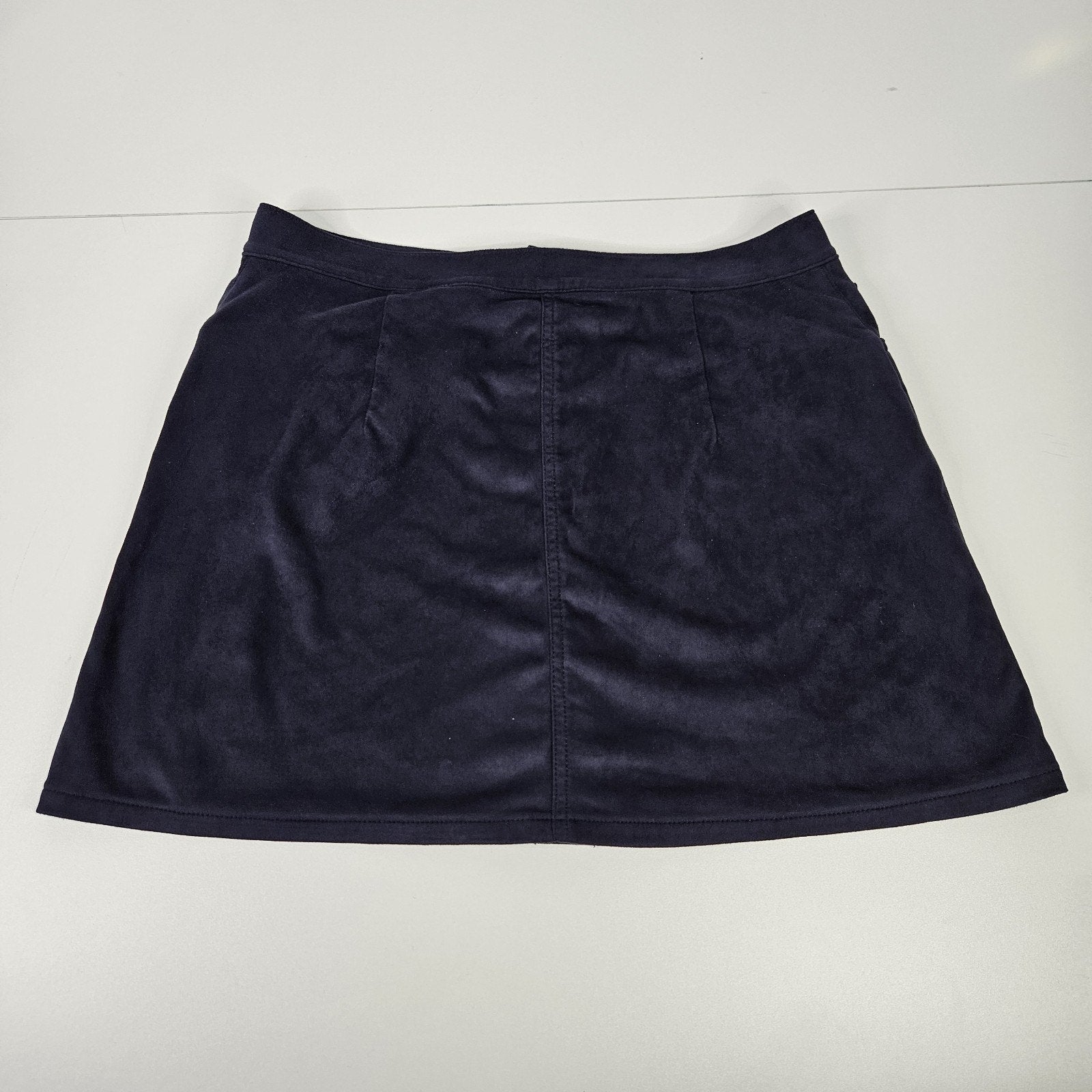 Express Skirt Womens Size 10 Blue Front Button Faux Suede-Like Mini Stretchy Y2K