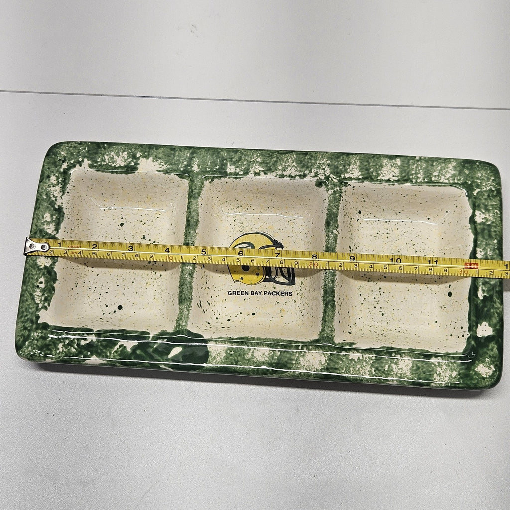 Handmade Pottery Gameday Relish Tray Green Bay Packers Serving Platter