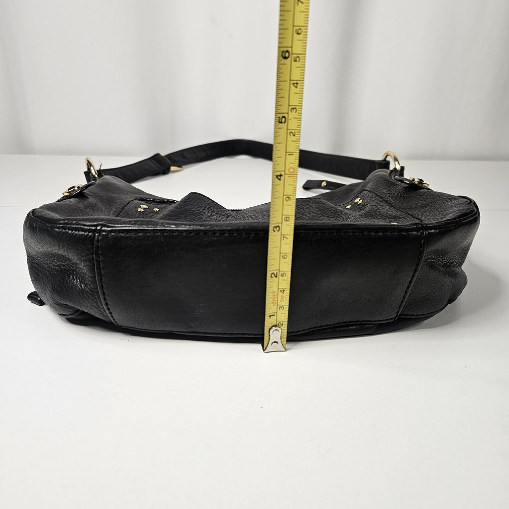 Stone Mountain Claudette Satchel Black Leather Shoulder Bag Purse Hobo Bag