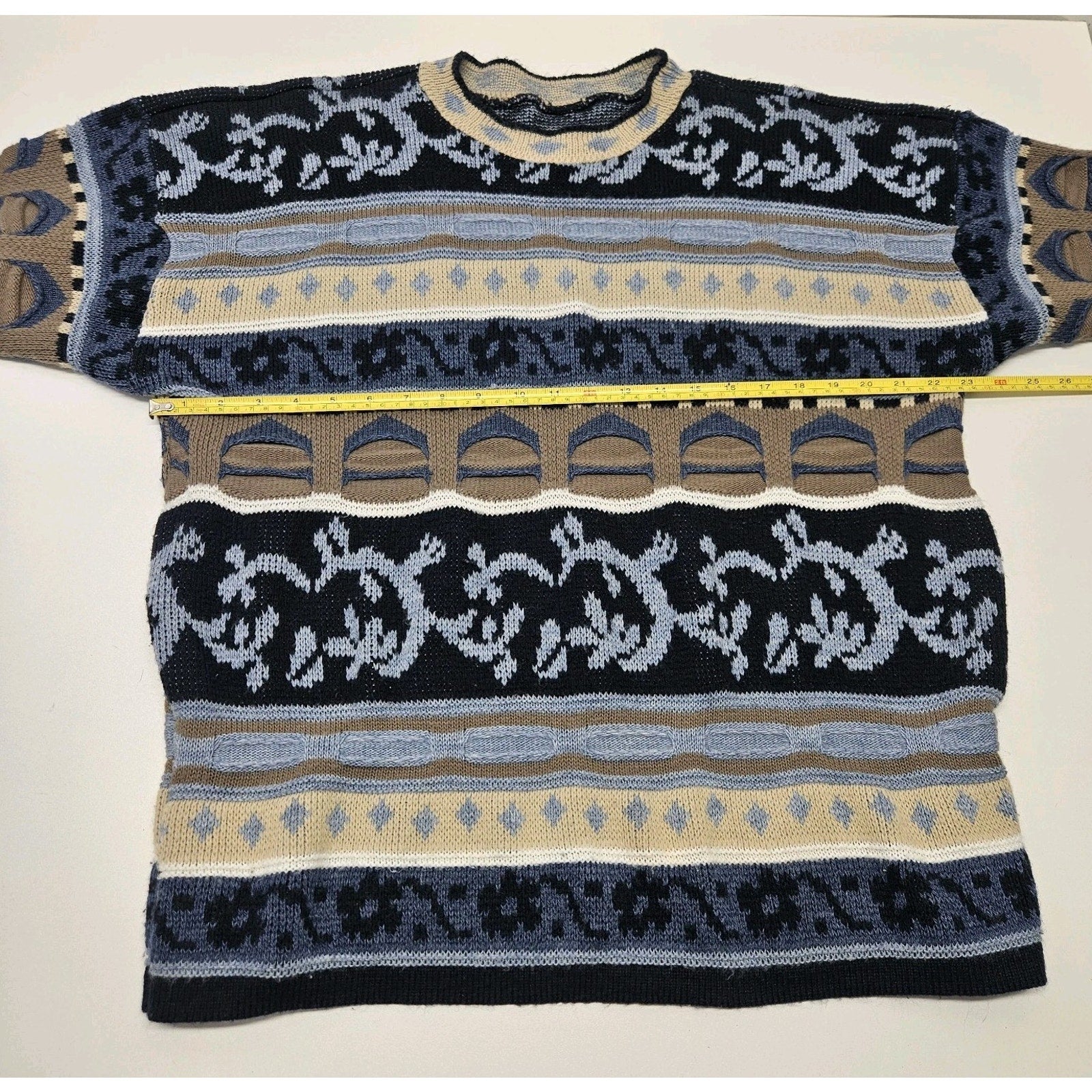 Vintage Abstract Geometric Pattern Knit Unisex Size XL Grandpa Ugly Sweater