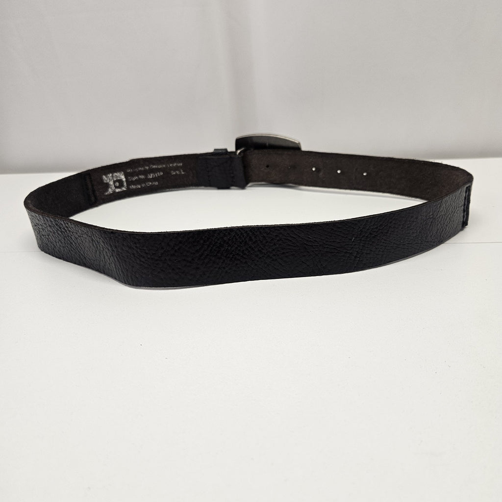 Vtg Joe's Jeans Black Leather Belt w/ Embellishment Buckle Large Western Cowboy