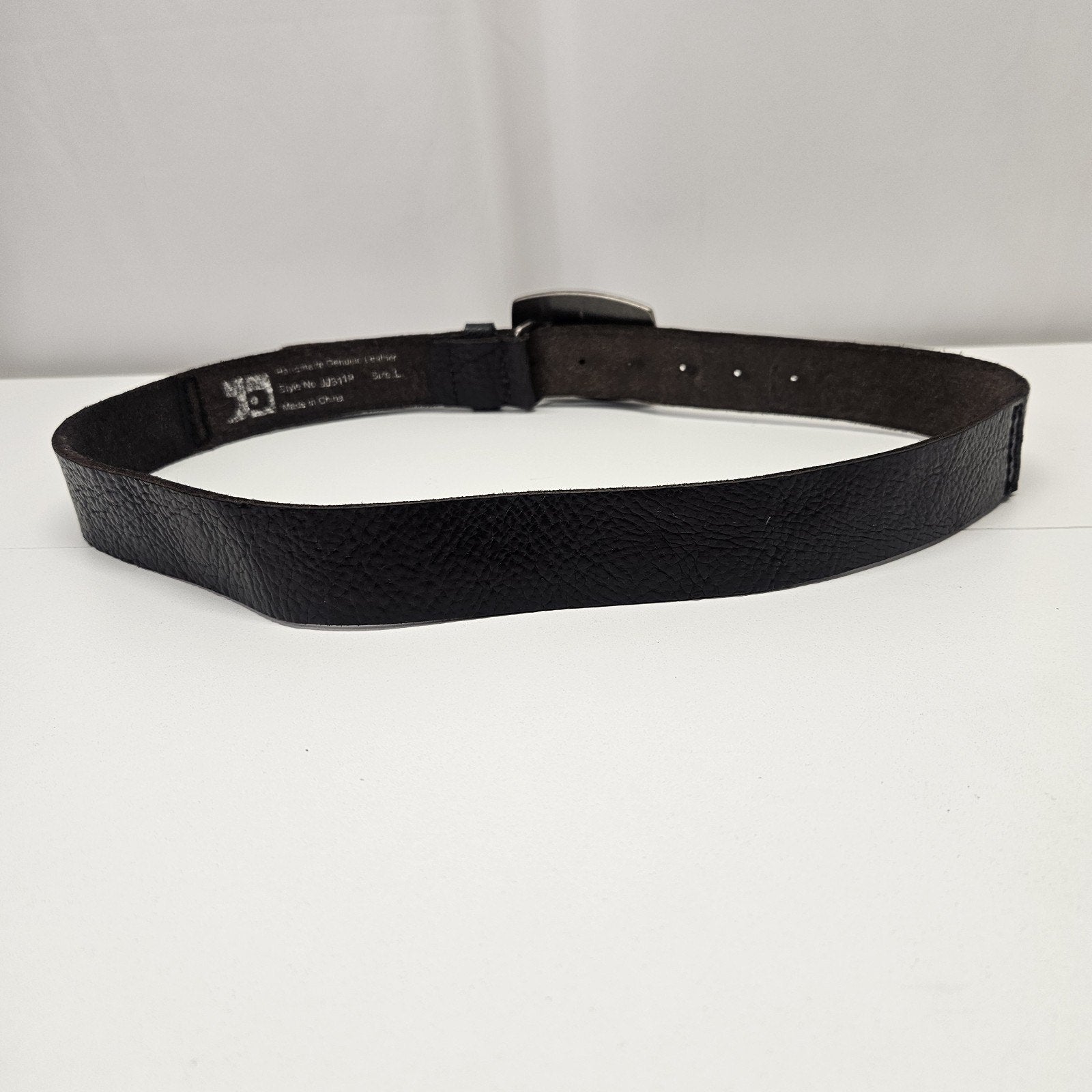 Vtg Joe's Jeans Black Leather Belt w/ Embellishment Buckle Large Western Cowboy