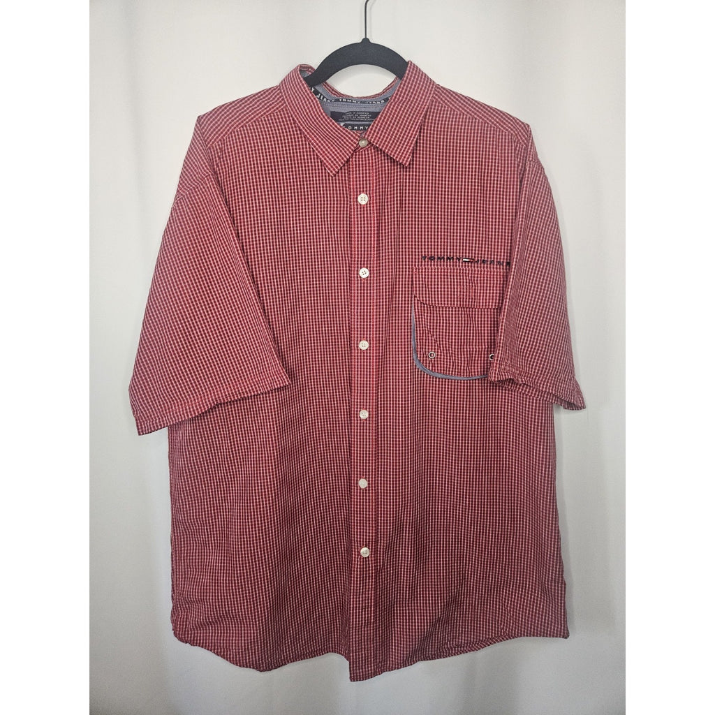 Tommy Hilfiger Jeans Men's Size XL Short Sleeve Button Front Shirt Red Check Y2K