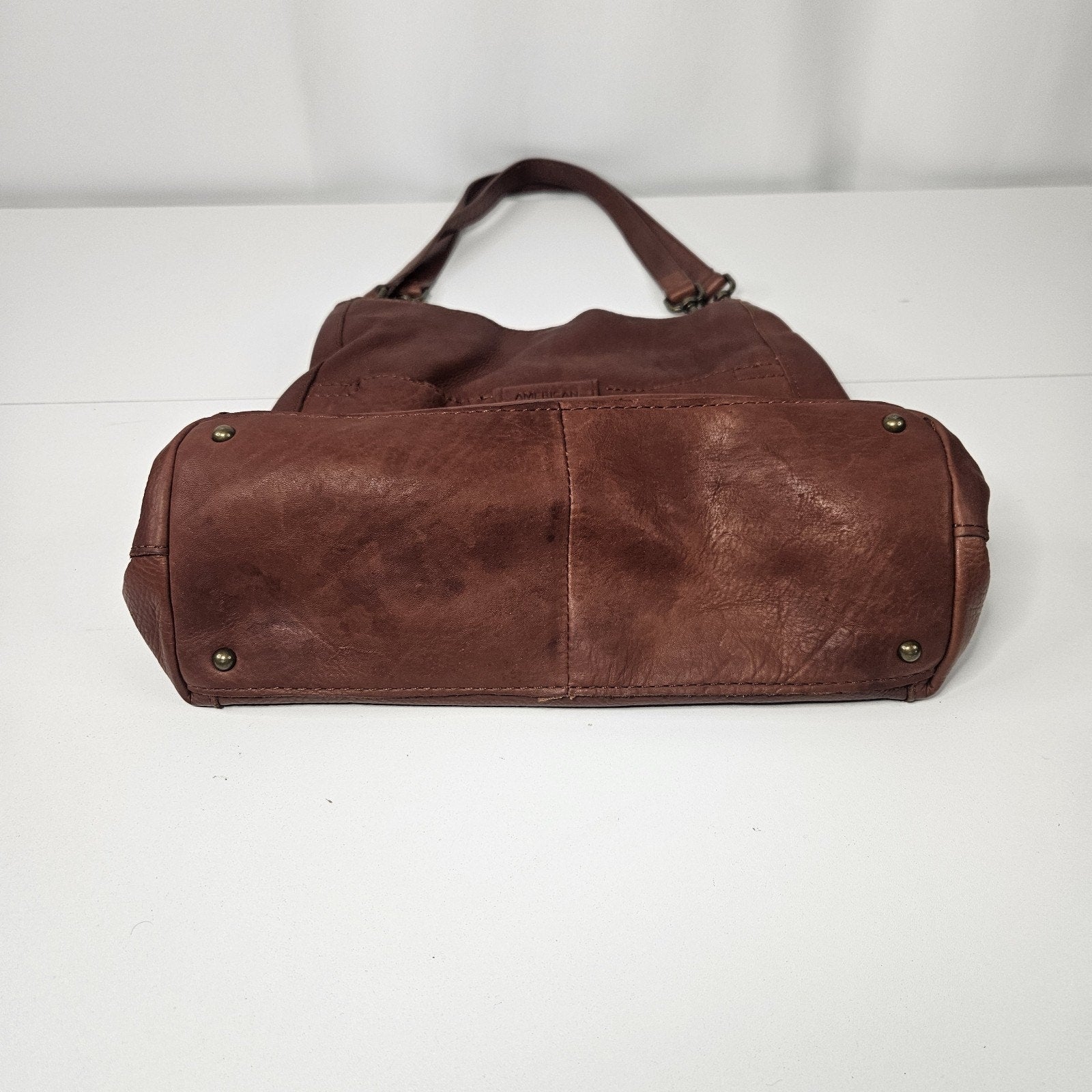 American Leather Co Women's Lenox Triple Entry Satchel Brandy Brown Shoulder Bag