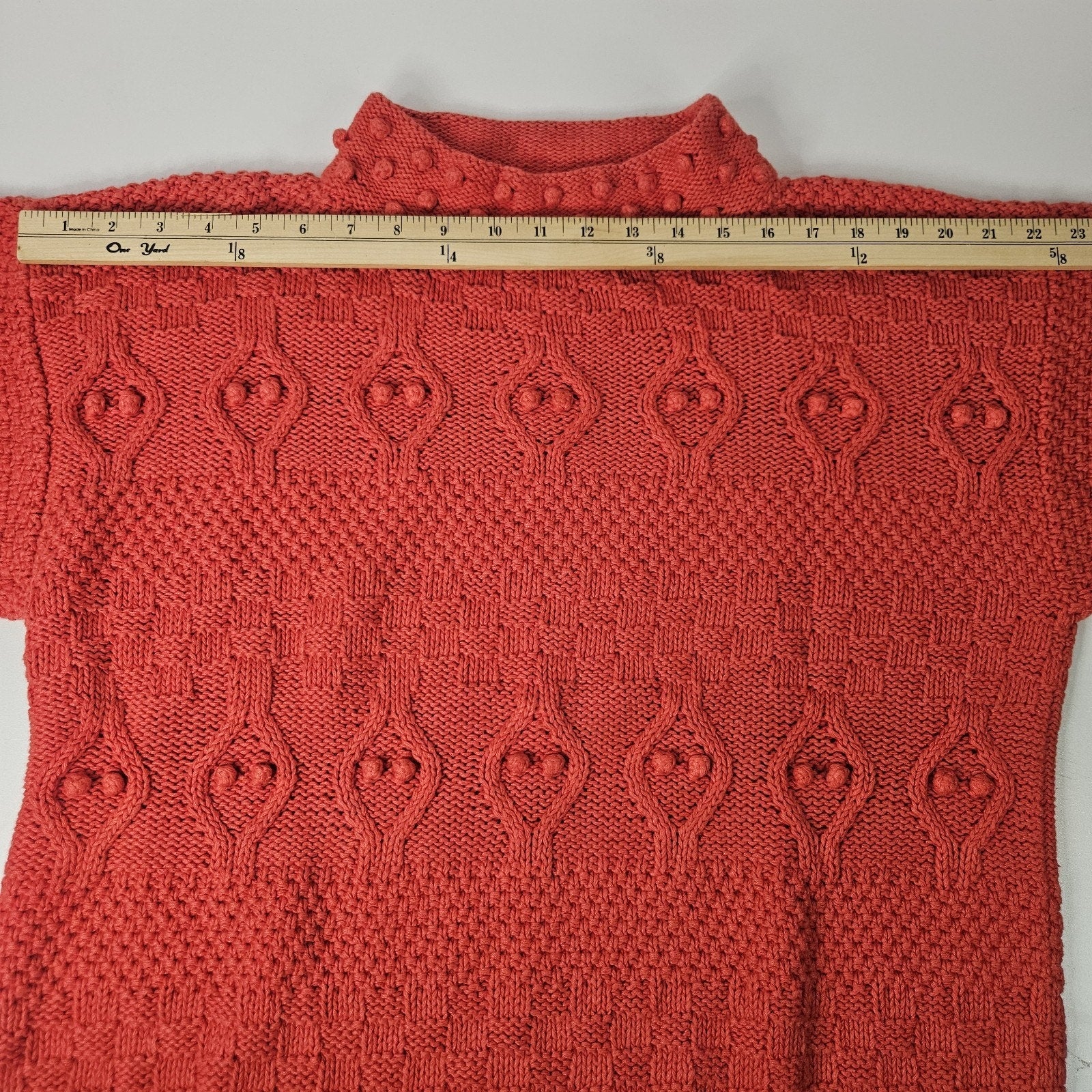 Vtg 80s Chunky Knit Grandma Sweater Medium Boho Cottagecore Pullover Oversized