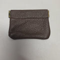Vintage Brown Leather Squeeze Coin Purse Change Pouch Key Holder Spring Frame