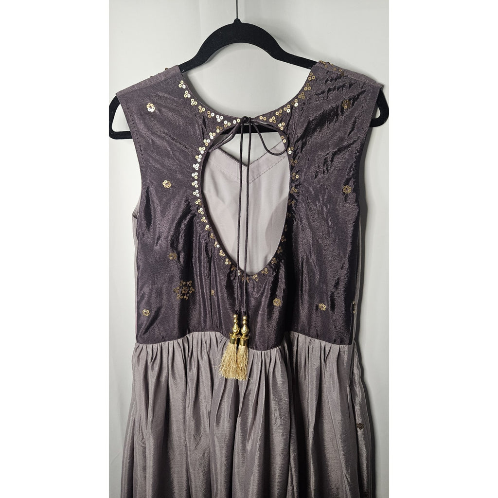 Panash Purple Embroidered Sleeveless Anarkali Suit w Sheer Dupatta Sz 36 US Med