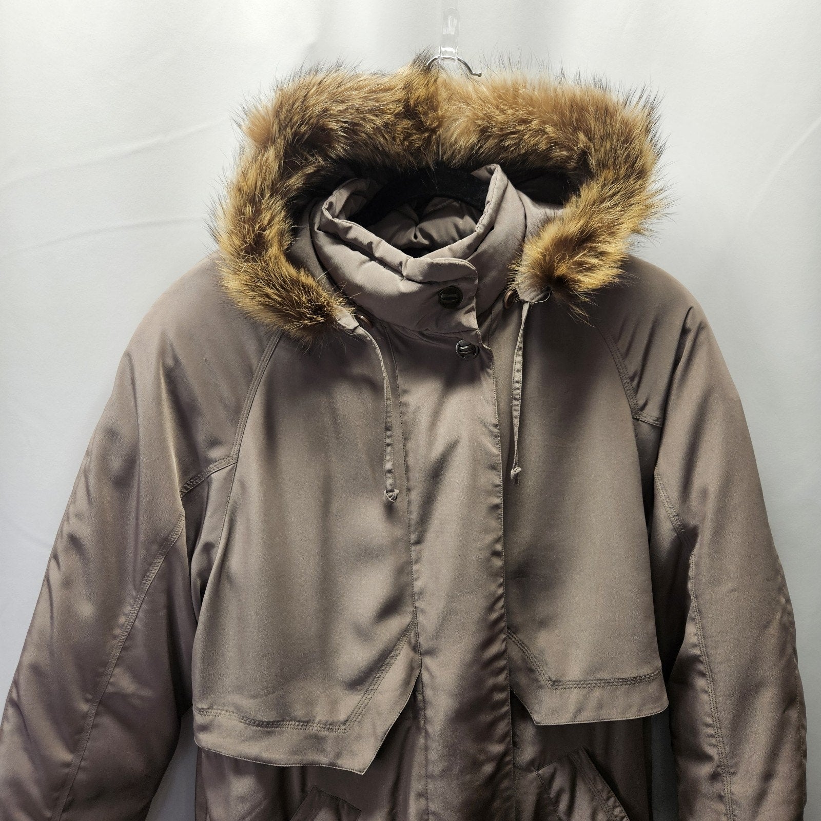 Platinum Utex Women’s Removable Faux Fur Hood Quilted Long Coat Parka