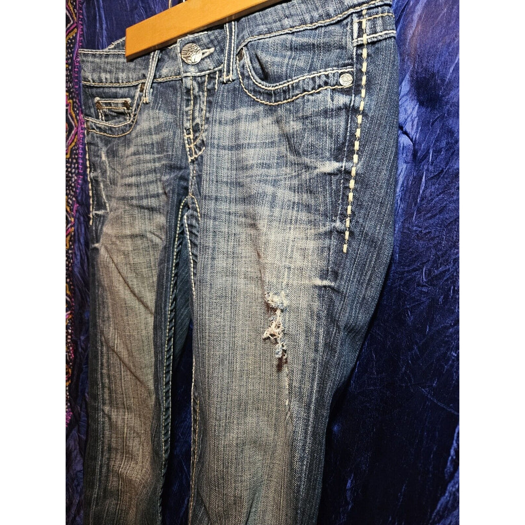 BKE Sabrina cropped jeans womens stretch denim distressed size 25 (2) L 23.5"