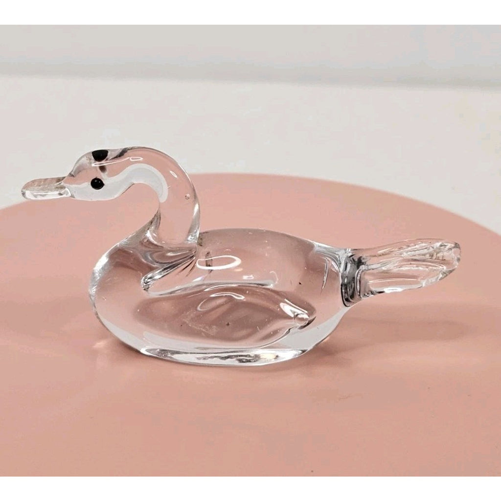 Vintage Mini Bird SWAN Shaped Crystal Glass Figurine Mid-Century Glass Art