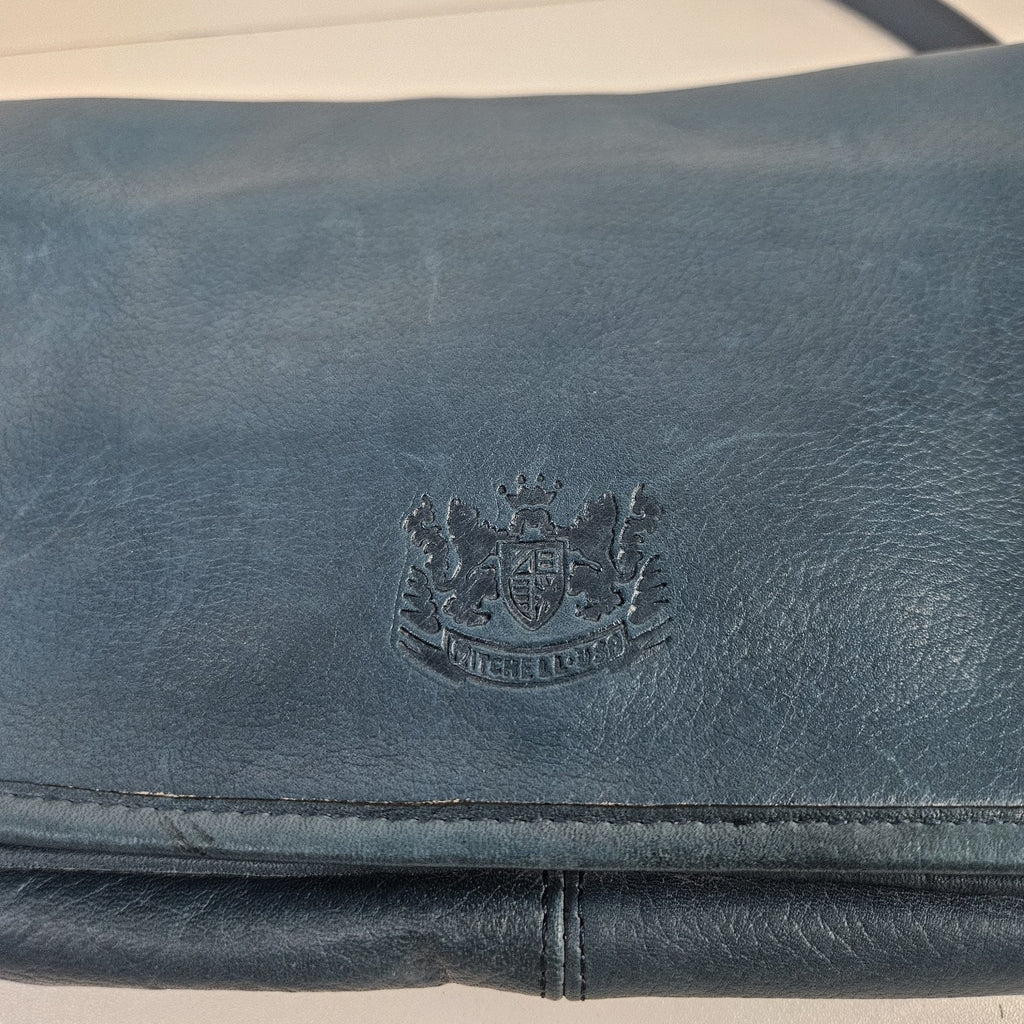 Vintage Mitchell USA Leather Shoulder Bag Purse Blue Classic Handbag