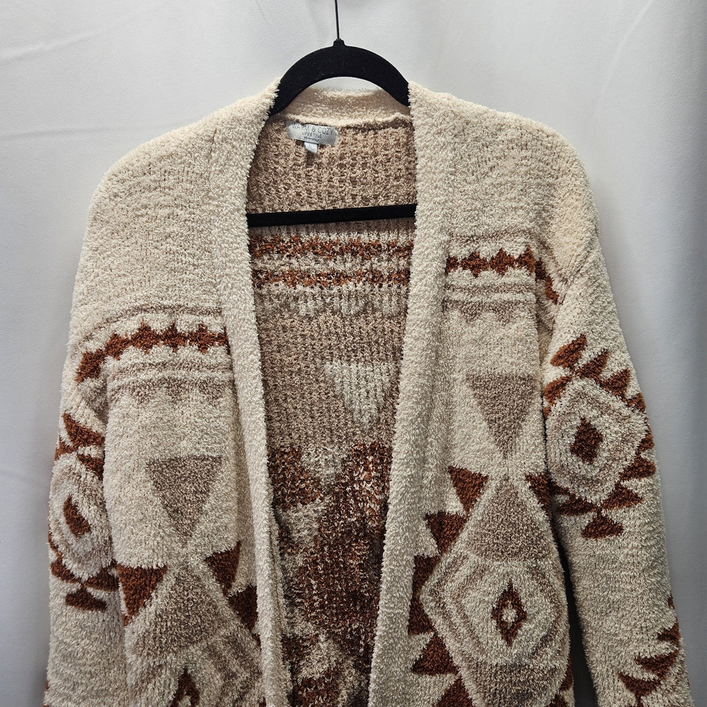 Aztec Tribal Southwest Knit Cardigan Sweater Duster Top Western Yellowstone Lrg