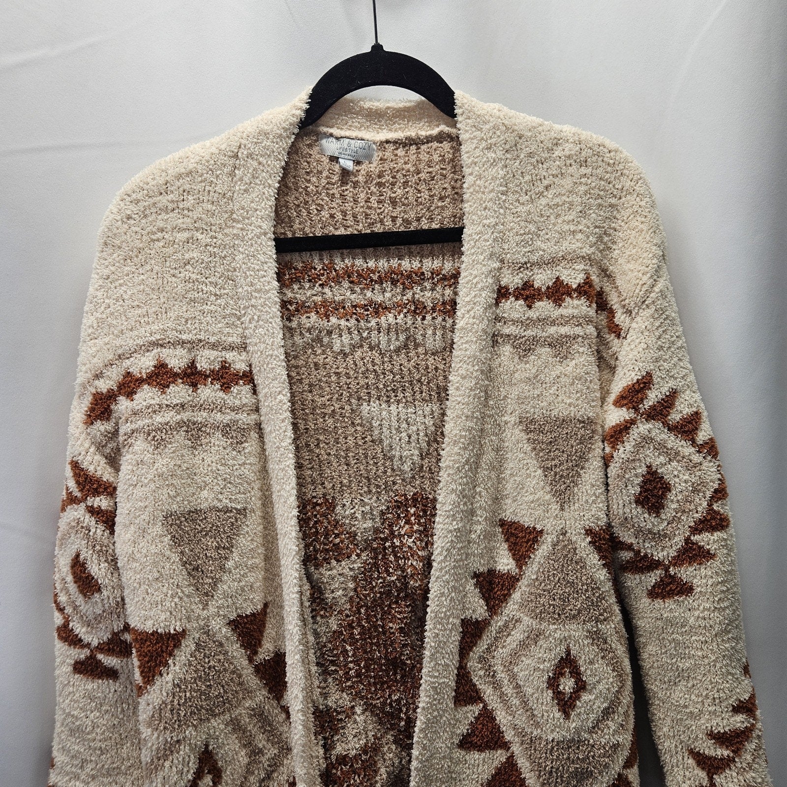 Aztec Tribal Southwest Knit Cardigan Sweater Duster Top Western Yellowstone Lrg