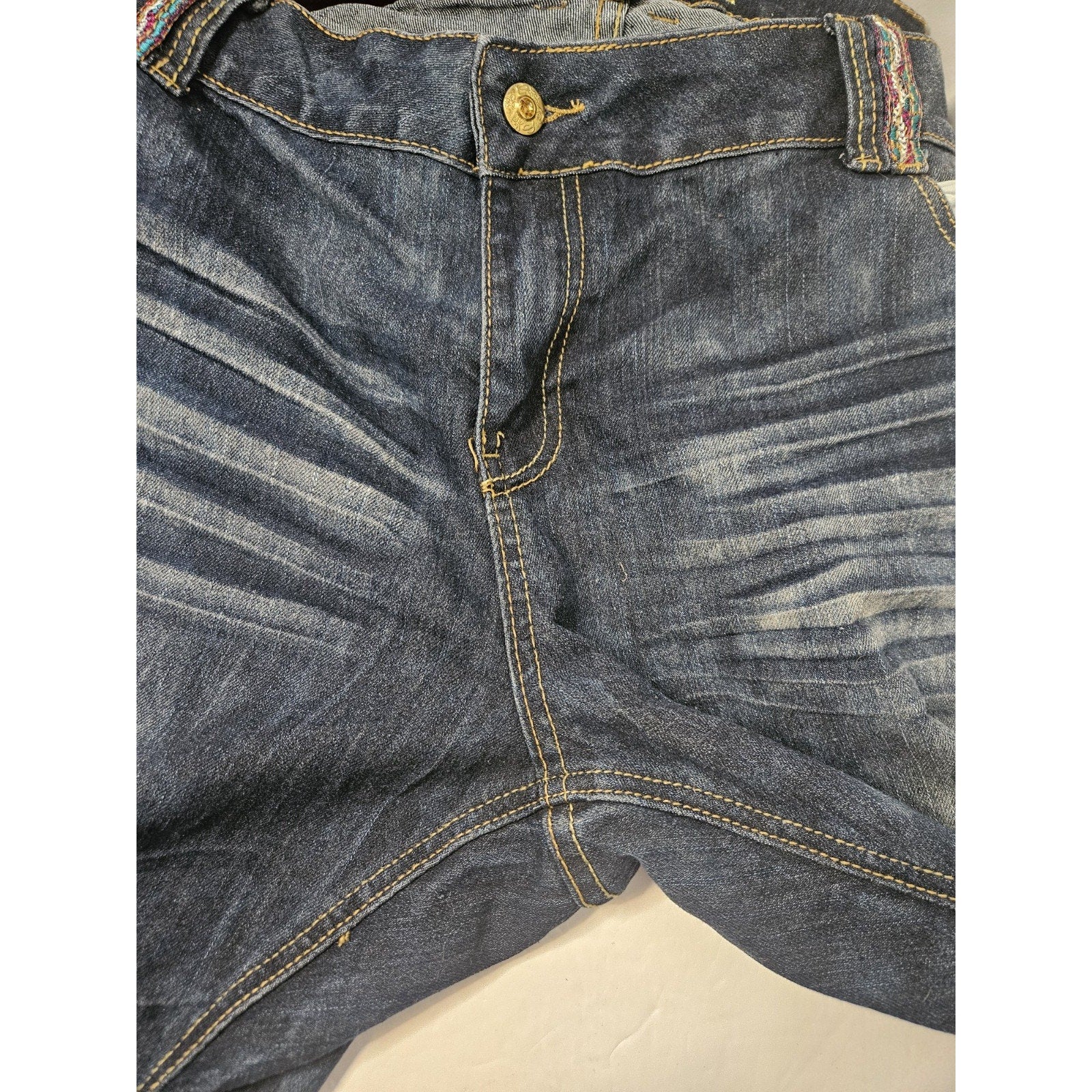 Vintage Coogi Jeans Womens 24W Crop Jean Embroidered Distressed Dark Wash Denim