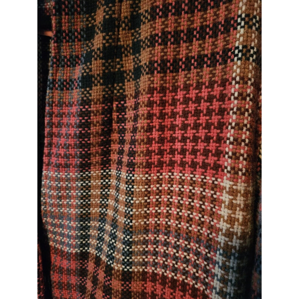 RACHEL ZOE Jacket Plaid Wool Blend Oversized Coat Pink Red Women's Size Small