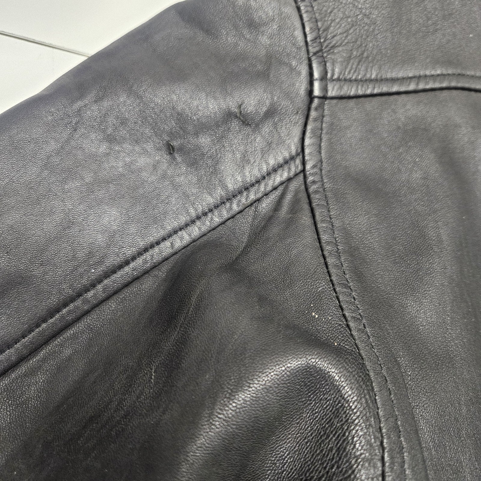 Vintage Tuskany Italian Leather Jacket Black Midi Coat Men's Large