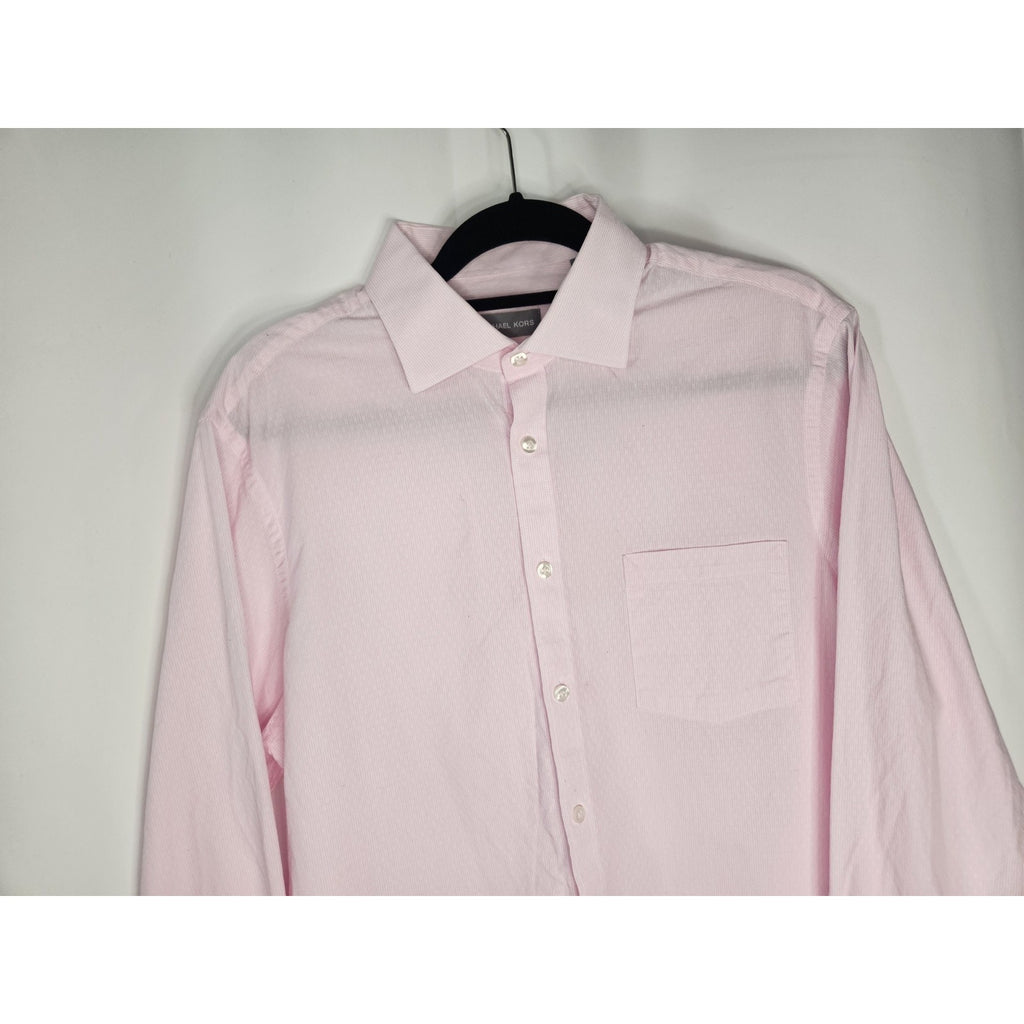 Michael Kors Pink Regular Fit Non-Iron Button Dress Shirt 16-16.5 34/35 Large