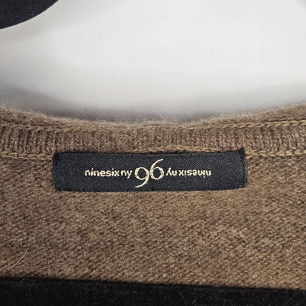 Vtg Womens NineSix 96 New York Brown Hooded Wool Button Up Knit Sweater Vest Med
