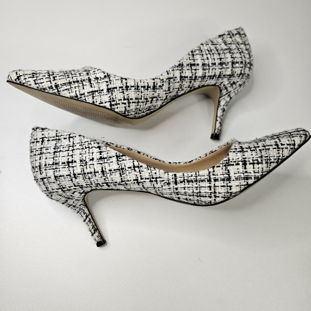 Charles by Charles David Angelica White Black Plaid Pointed Toe Tweed Pump Sz 7