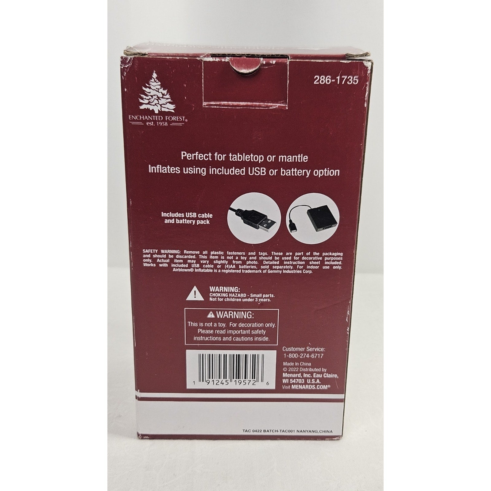 INDOOR Inflatable Christmas Snowman Airblown 22-inch USB/Battery. 286-1735 NEW