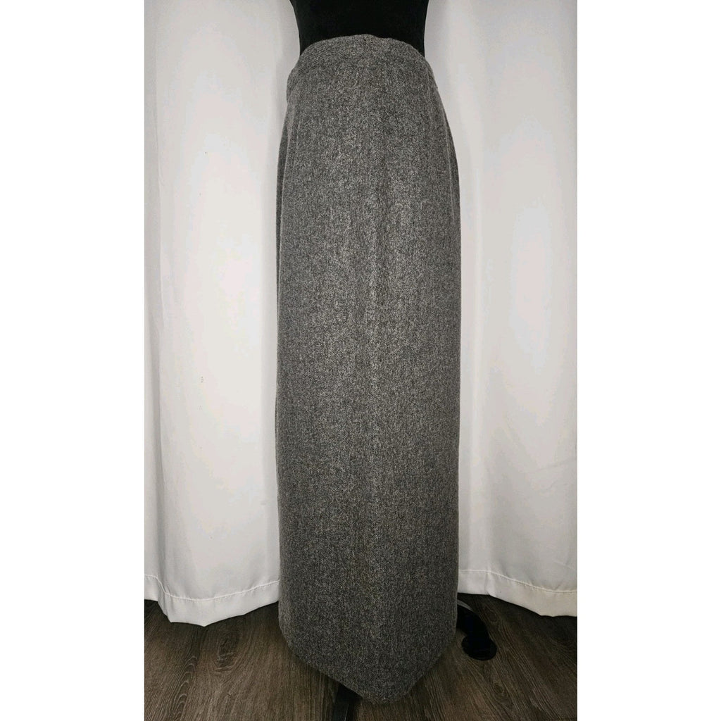 Vintage Woolrich Blend Midi Skirt Size 12 Gray Wool Zipper Lined Slit EUC