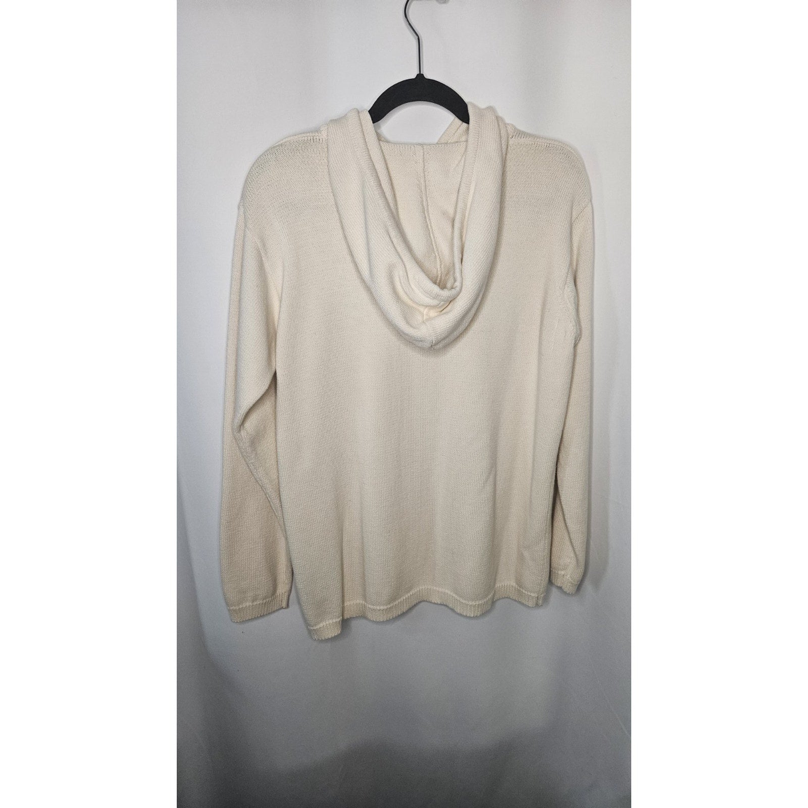 Vtg Lauren Ralph Lauren Knit Sweatshirt Women Med Off White Hoodie Pullover Y2K