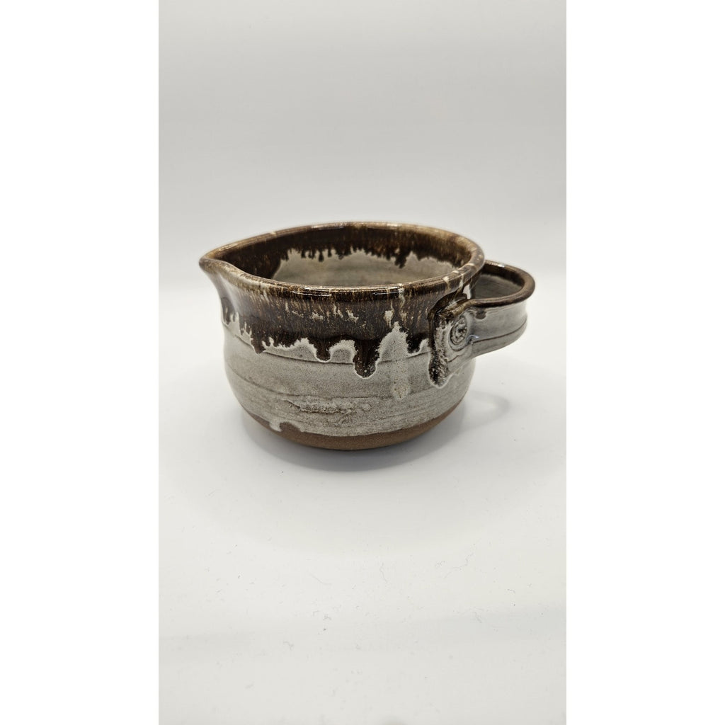 Handmade Studio Pottery Mug Pitcher Brown Glazed Pottery Signed 3.5"