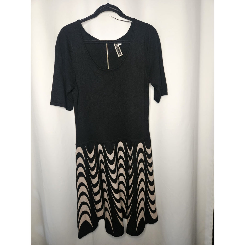 Julian Taylor New York Knit Dress Stretch Black & White Womens Size Large